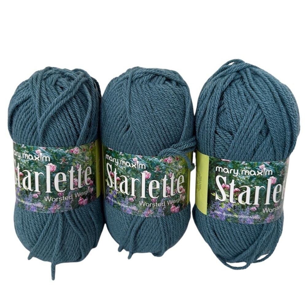 Mary Maxim Starlette Teal 100% Acrylic Yarn 180 Yards 2 Pack